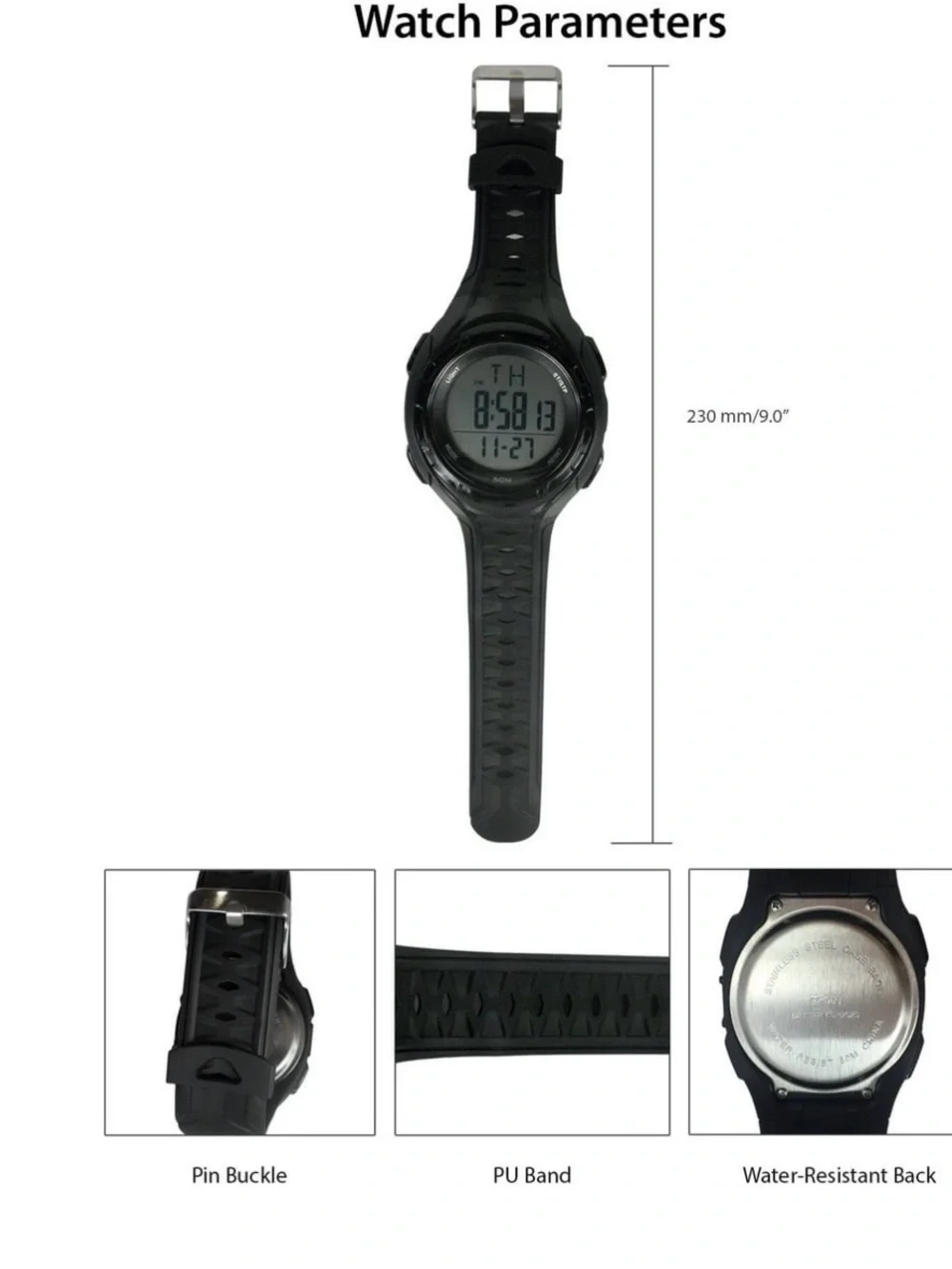 George Men's Digital Sport Wristwatch Plastic Strap